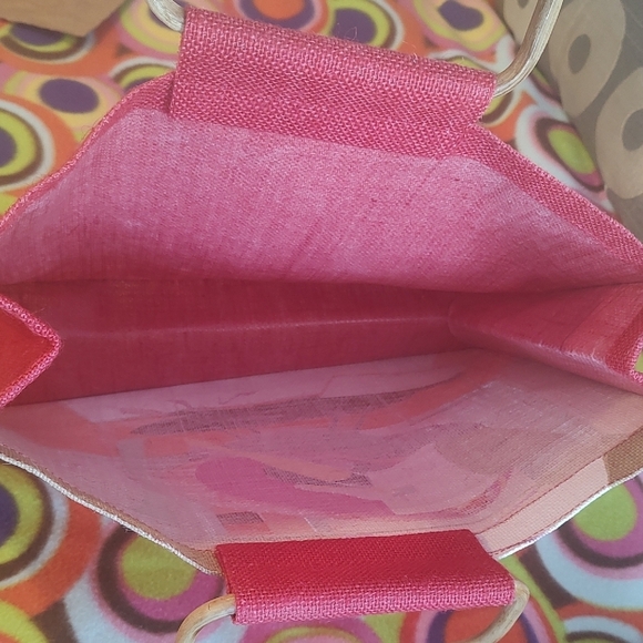 Diane B Burlap Tote Retro Design - Picture 5 of 5